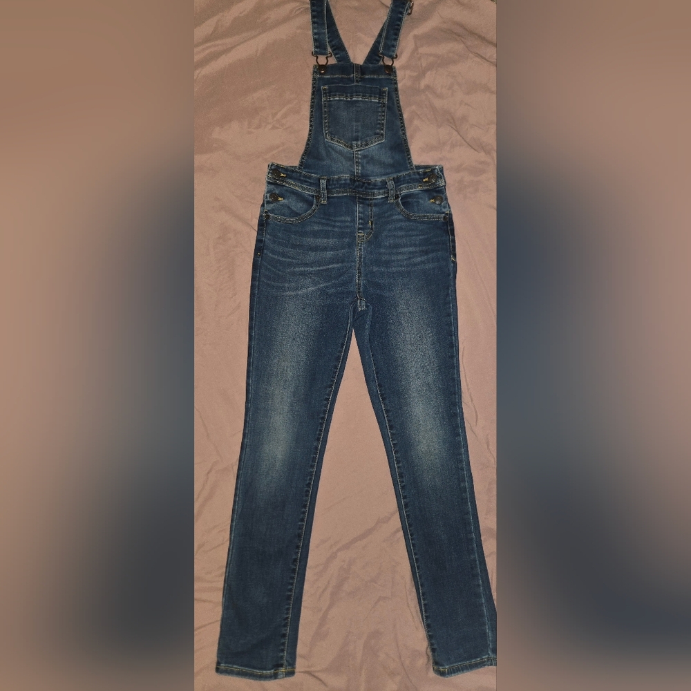 GIRLS CAT AND JACK DARK DENIM STRETCH OVERALLS